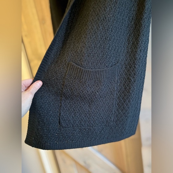 NWOT Lovestitch Black Faux Fur Trim Coatigan - Picture 13 of 14